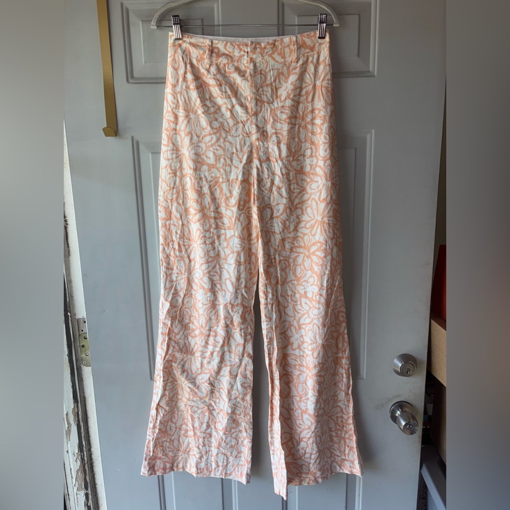 Free People orange/white Love So Right floral pants size 6